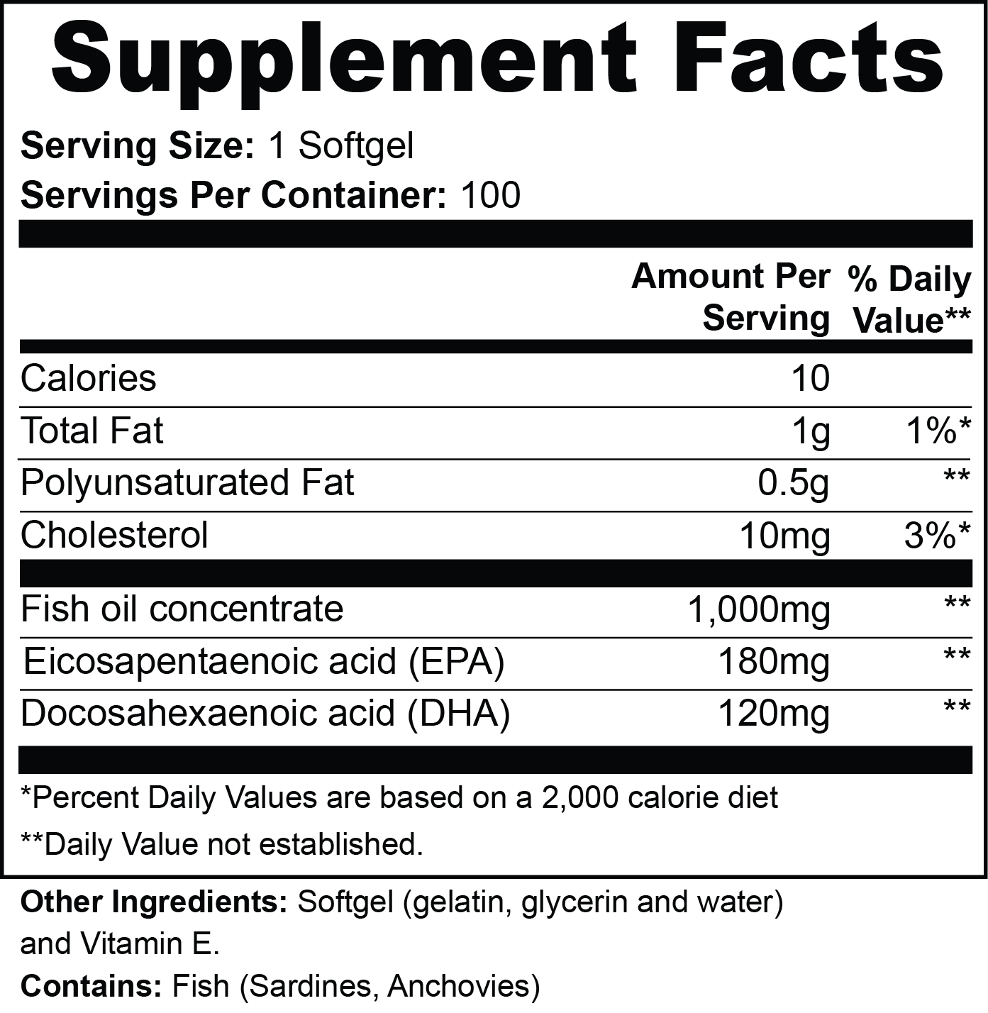 Omega-3: EPA 180mg + DHA 120mg