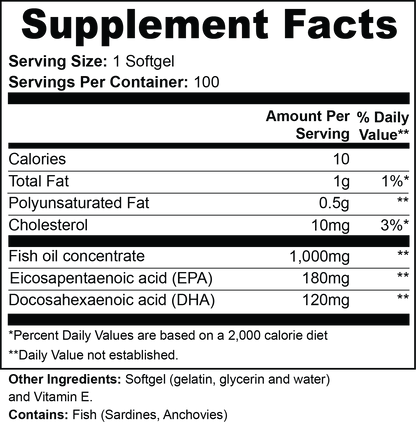 Omega-3: EPA 180mg + DHA 120mg